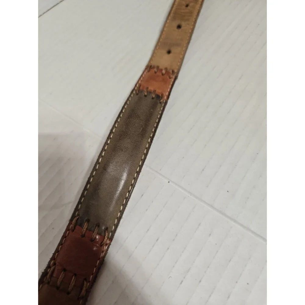 Fossil Leather Womens Girls Leather Belt Tarnished Brass Buckle, Size M
